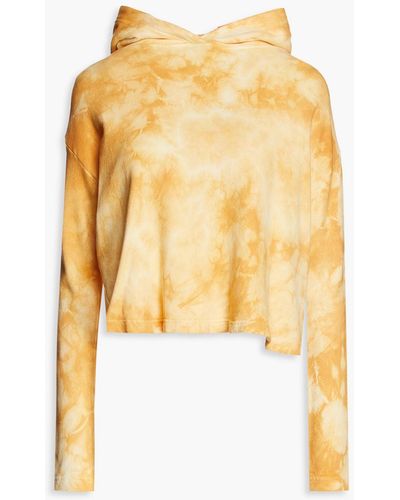 Enza Costa Cropped Tie-dyed French Cotton-blend Terry Hoodie - Yellow