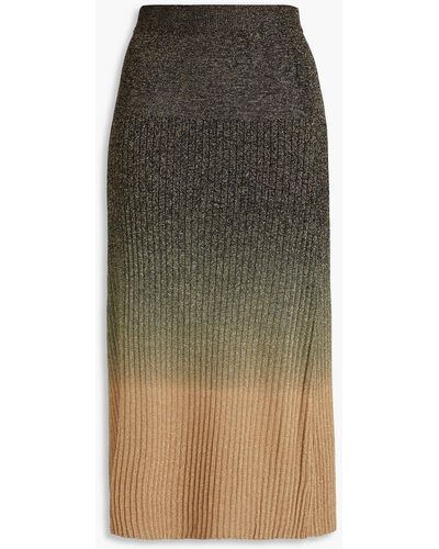 JOSEPH Dégradé Metallic Ribbed-knit Midi Skirt - Natural