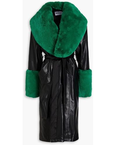 Jakke Bailey Two-tone Faux Fur-paneled Faux Leather Coat - Green
