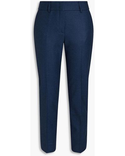 Piazza Sempione Cropped Wool-blend Flannel Slim-leg Trousers - Blue