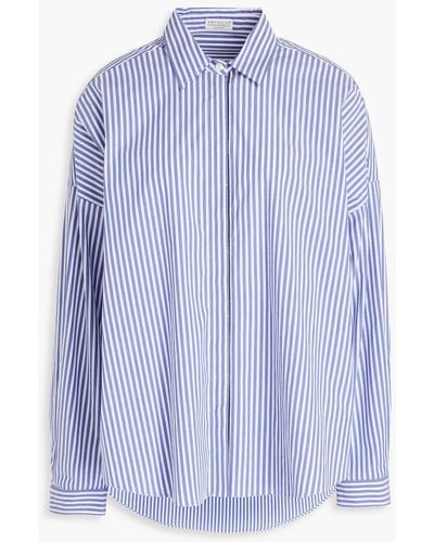 Brunello Cucinelli Striped Stretch-cotton Poplin Shirt - Blue