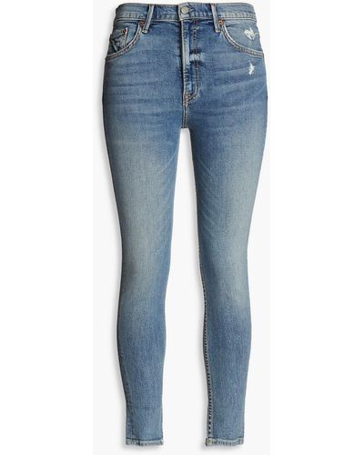 GRLFRND Kendall Distressed High-rise Skinny Jeans - Blue