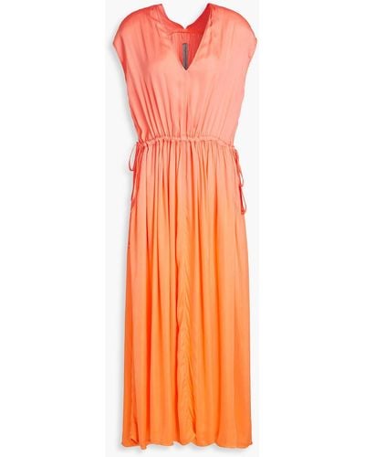 Raquel Allegra Daydream Dégradé Gathered Satin-crepe Maxi Dress - Orange