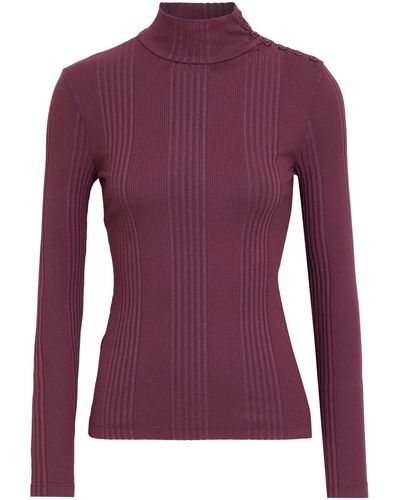 Joie Lanigan Ribbed Stretch Supima Cotton And Micro Modal-blend Turtleneck Top - Purple