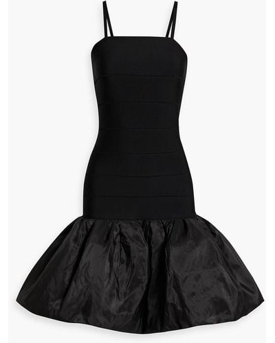 Carolina Herrera Gathered Faille-paneled Stretch-knit Mini Dress - Black