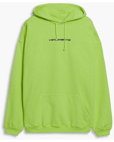 Vetements Printed Jacquard-trimmed French Cotton-terry Hoodie - Yellow