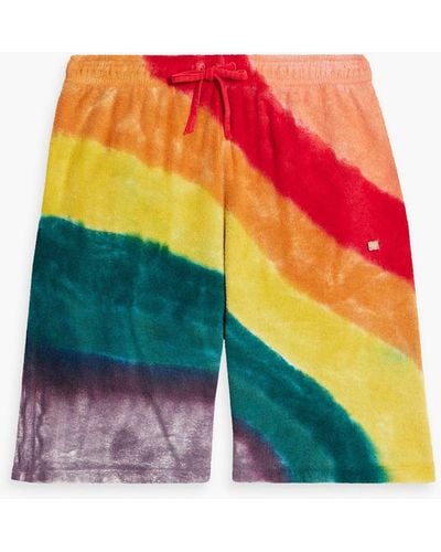 Acne Studios Tie-dyed Cotton-terry Drawstring Shorts - Red