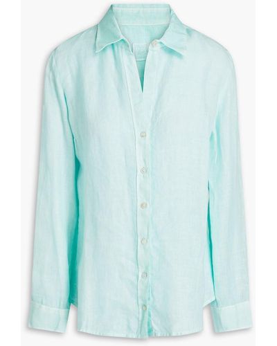 120% Lino Linen-gauze Shirt - Blue
