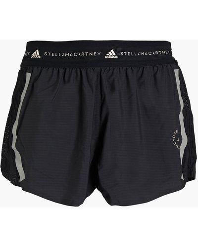 adidas By Stella McCartney Truepace Mesh-paneled Printed Shell Shorts - Black