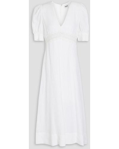 Claudie Pierlot Corded Lace-paneled Woven Midi Dress - White
