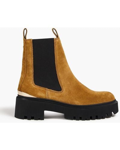 Maje Suede Chelsea Boots - Brown