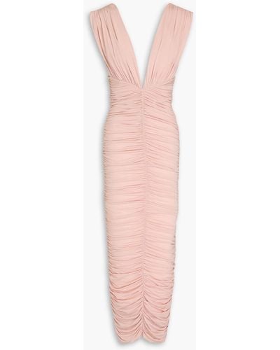 Alex Perry Ruched Stretch-jesey Midi Dress - Pink