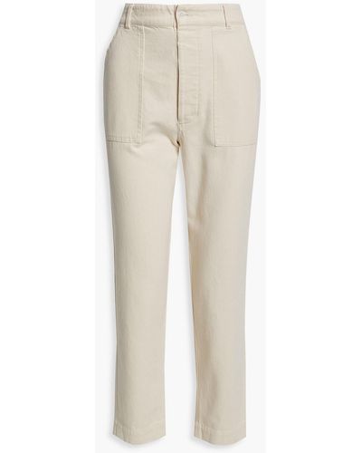 Officine Generale Saskia Cropped High-rise Tapered Jeans - White