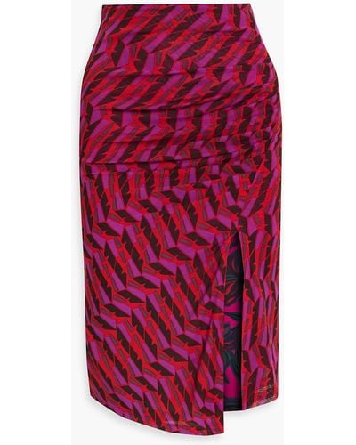 Diane von Furstenberg Dariella Reversible Printed Stretch-mesh Skirt - Red