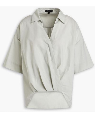 Theory Pleated Slub Cotton Shirt - White
