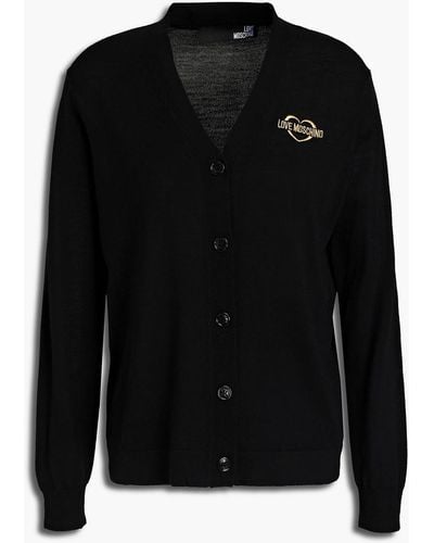 Love Moschino Embroidered Wool Cardigan - Black