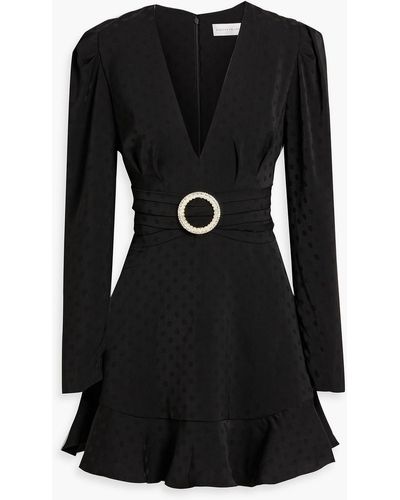 Rebecca Vallance Golightly Embellished Satin-jacquard Mini Dress - Black