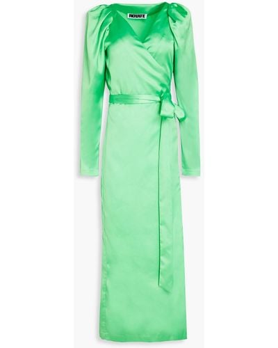 ROTATE BIRGER CHRISTENSEN Bridget Satin Midi Wrap Dress - Green