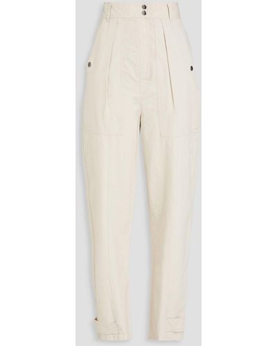Isabel Marant Rowina Pleated Cotton-canvas Tapered Trousers - White