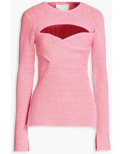 3.1 Phillip Lim Cutout Ribbed Cotton-blend Sweater - Pink