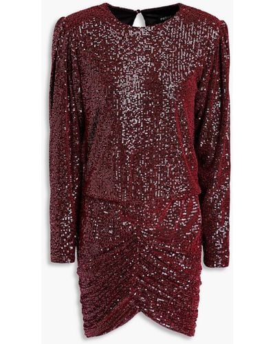 retroféte Flynn Ruched Sequined Tulle Mini Dress - Purple
