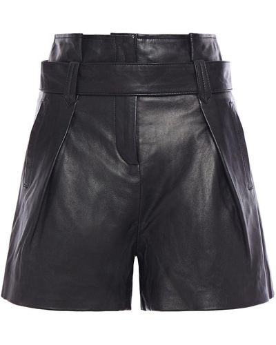 Muubaa Donan belted pleated leather shorts - Schwarz