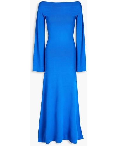 By Malene Birger Sima Off-the-shoulder Knitted Maxi Dress - Blue