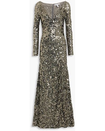 Rachel Gilbert Fleur Sequined Tulle Gown - Metallic