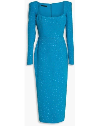 Alex Perry Tiernan Crystal-embellished Crepe Midi Dress - Blue