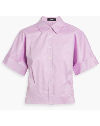 Theory Cropped Cotton-twill Top - Purple