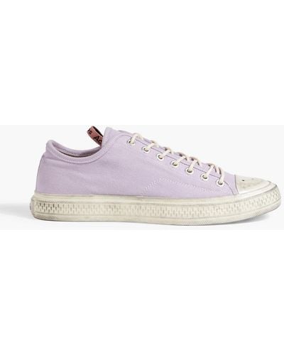 Acne Studios Ballow Tumbled Perforated Distressed Canvas Trainers - Purple