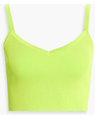 LAPOINTE Cropped Ribbed-knit Top - Green