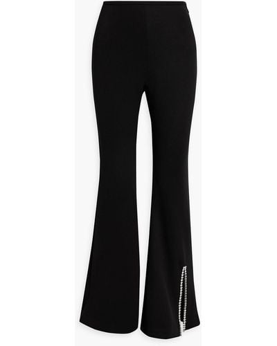 Area Cutout Crystal-embellished Jersey Flared Pants - Black