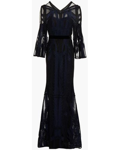 Amanda Wakeley Metallic Embroidered Tulle Gown - Blue