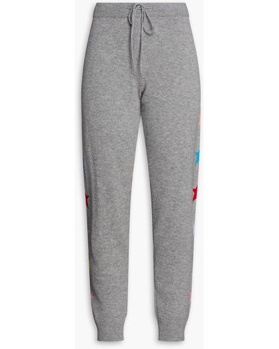 Chinti & Parker Intarsia Wool And Cashmere-blend Track Trousers - Grey