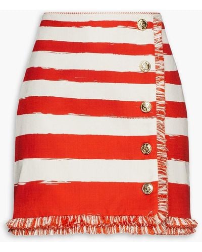 Zimmermann Fringed Striped Cotton-canvas Mini Skirt - Red