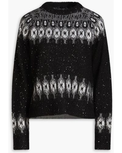 ATM Sequin-embellished Fair Isle Jacquard-knit Jumper - Black