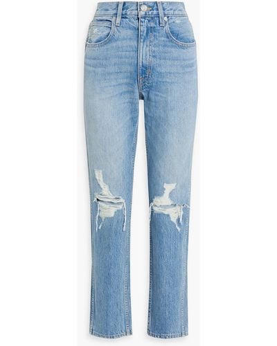 SLVRLAKE Denim Virginia Distressed High-rise Slim-leg Jeans - Blue