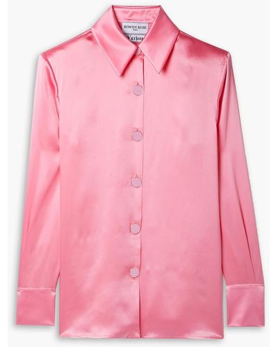 ROWEN ROSE Silk-satin Shirt - Pink