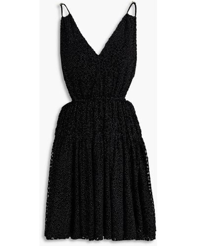 Maje Cutout Glittered Tulle Mini Dress - Black