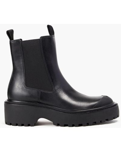 Tory Burch Rubber-trimmed Leather Chelsea Boots - Black