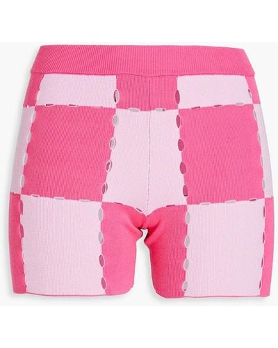Jacquemus Gelato Checked Cotton-blend Shorts - Pink
