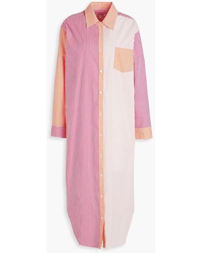 Solid & Striped The Oxford Striped Cotton-poplin Midi Shirt Dress - Pink