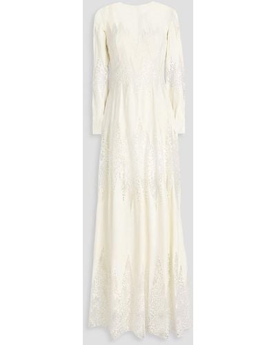 Zuhair Murad Lace, Point D'espirit And Crepe De Chine Gown - White