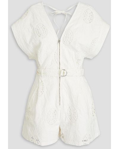 IRO Falwen Belted Broderie Anglaise Cotton Playsuit - White