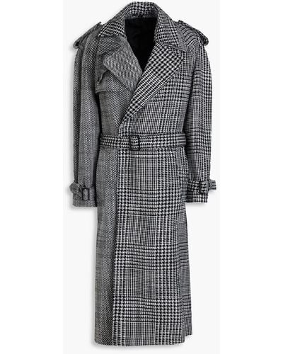 Emporio Armani Belted Prince Of Wales Checked Twill Trench Coat - Grey