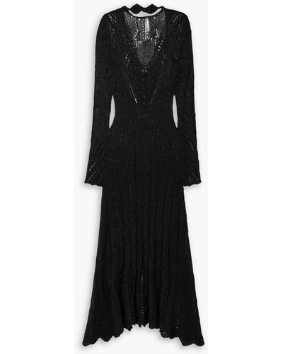 Norma Kamali Open-knit Scalloped Maxi Dress - Black