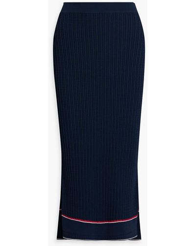 Thom Browne Striped Cable-knit Midi Skirt - Blue