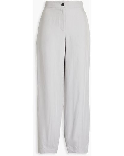 Emporio Armani Cupro-blend Twill Straight-leg Trousers - White