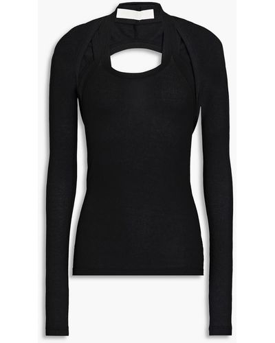 Dion Lee Convertible Ribbed Stretch-cotton Jersey Top - Black